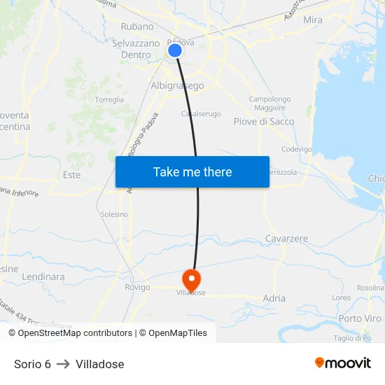 Sorio 6 to Villadose map