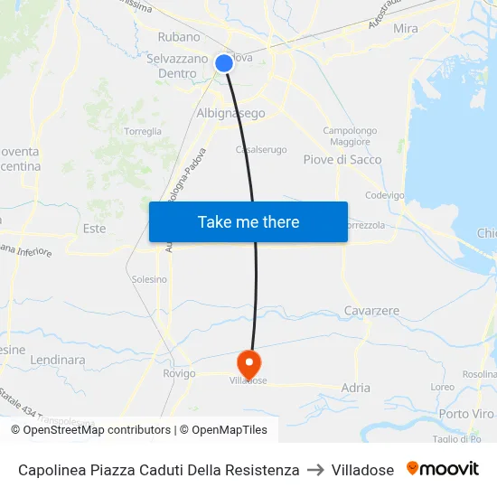 Resistance Martyrs Square Terminal to Villadose map