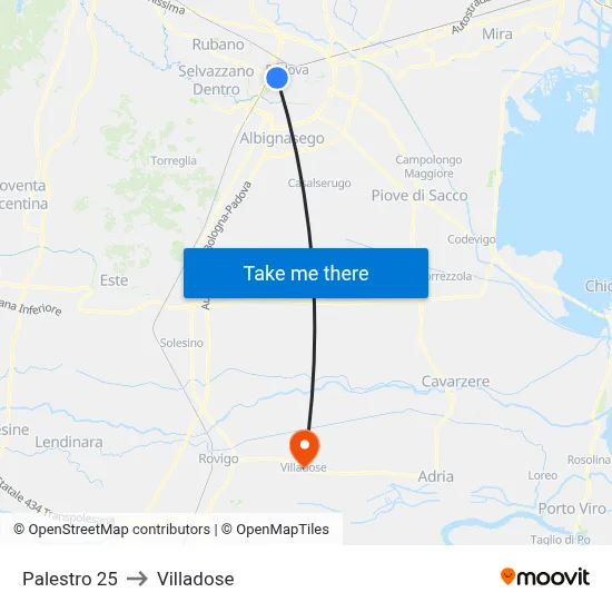 Palestro 25 to Villadose map