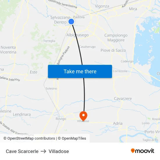 Cave Scarcerle to Villadose map
