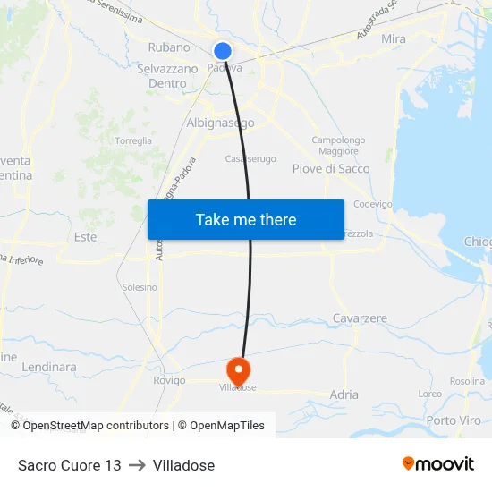 Sacred Heart 13 to Villadose map