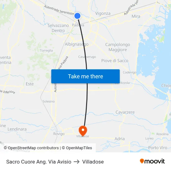 Sacred Heart Corner Via Avisio to Villadose map