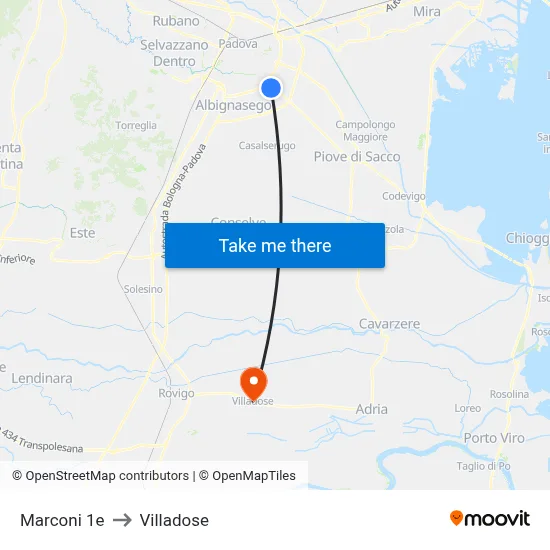 Marconi 1e to Villadose map