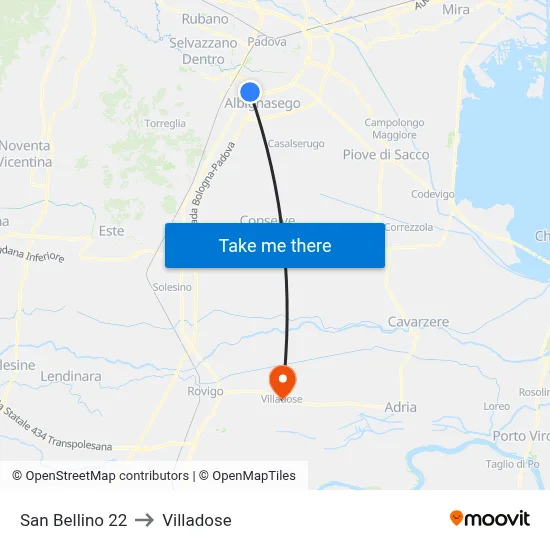 San Bellino 22 to Villadose map