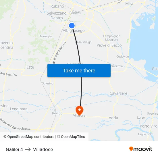 Galilei 4 to Villadose map