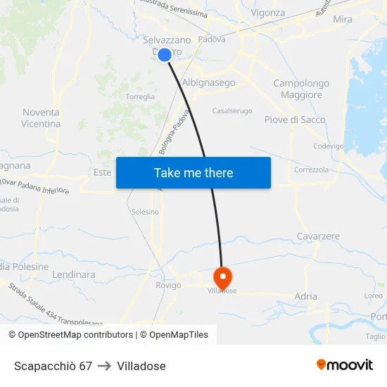 Scapacchiò 67 to Villadose map