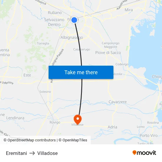 Eremitani to Villadose map