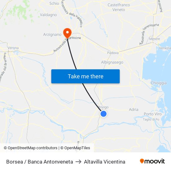 Borsea / Banca Antonveneta to Altavilla Vicentina map