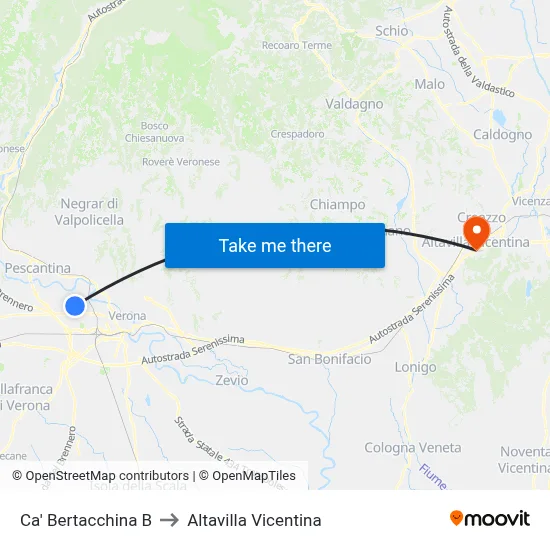 Ca' Bertacchina B to Altavilla Vicentina map