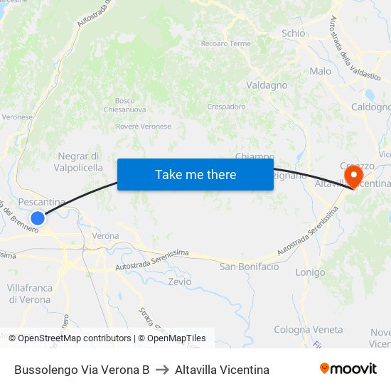 Bussolengo Via Verona B to Altavilla Vicentina map