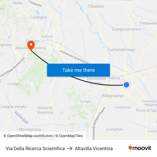 Via Della Ricerca Scientifica to Altavilla Vicentina map