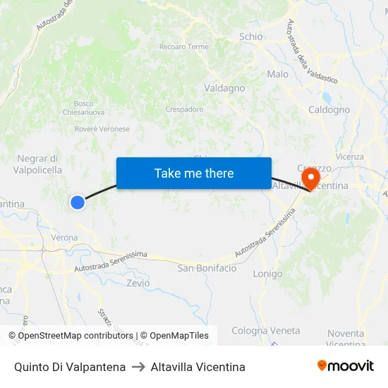 Quinto Di Valpantena to Altavilla Vicentina map