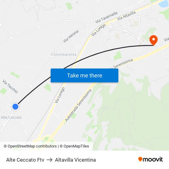Alte Ceccato Ftv to Altavilla Vicentina map