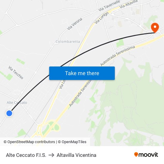 Alte Ceccato F.I.S. to Altavilla Vicentina map