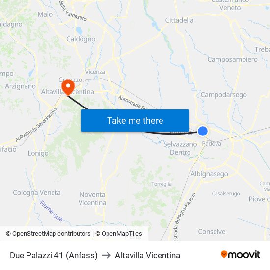 Due Palazzi 41 (Anfass) to Altavilla Vicentina map
