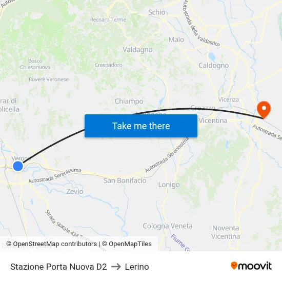 Porta Nuova Station D2 to Lerino map