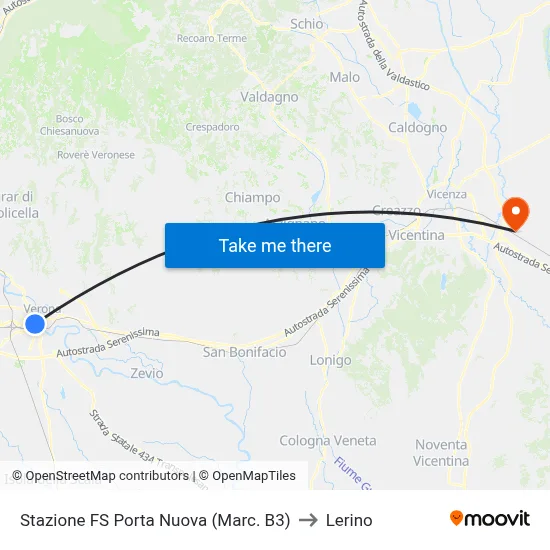 Porta Nuova Railway Station (Platform B3) to Lerino map