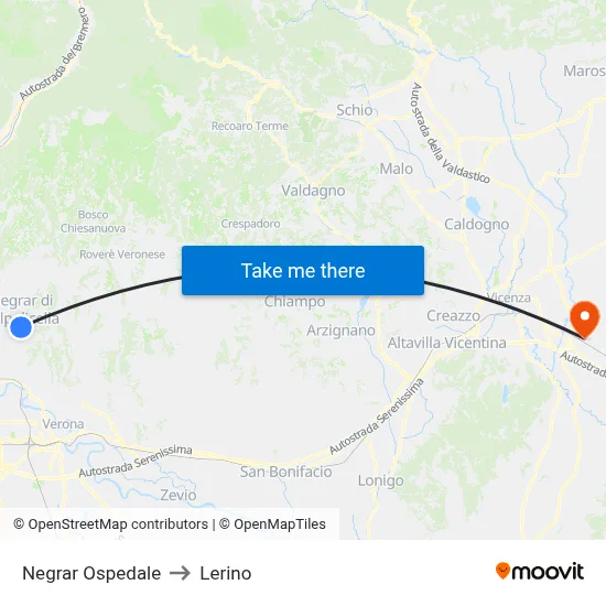 Negrar Hospital to Lerino map