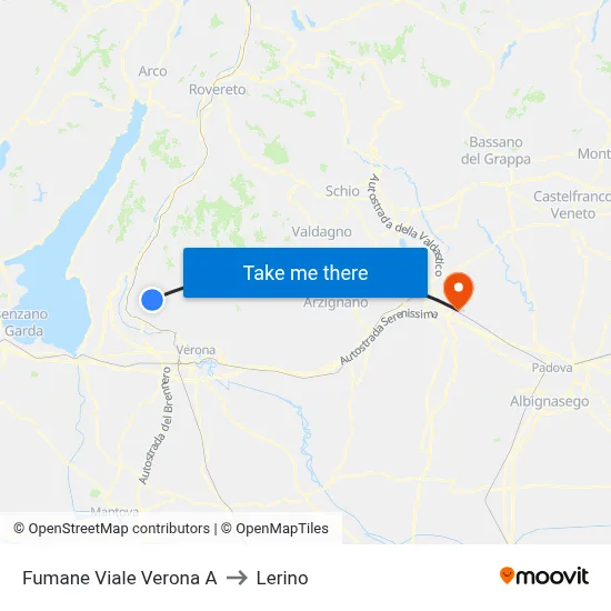 Fumane Verona Avenue A to Lerino map