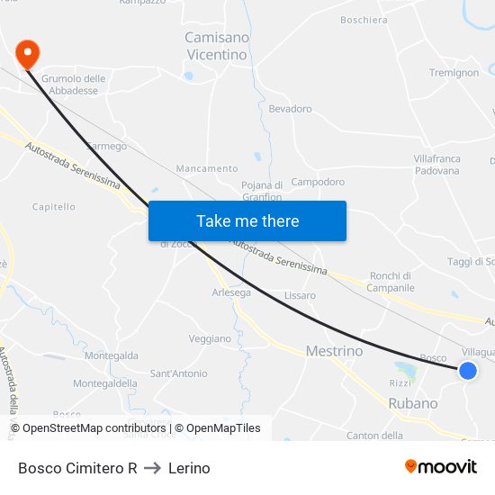 Bosco Cimitero R to Lerino map