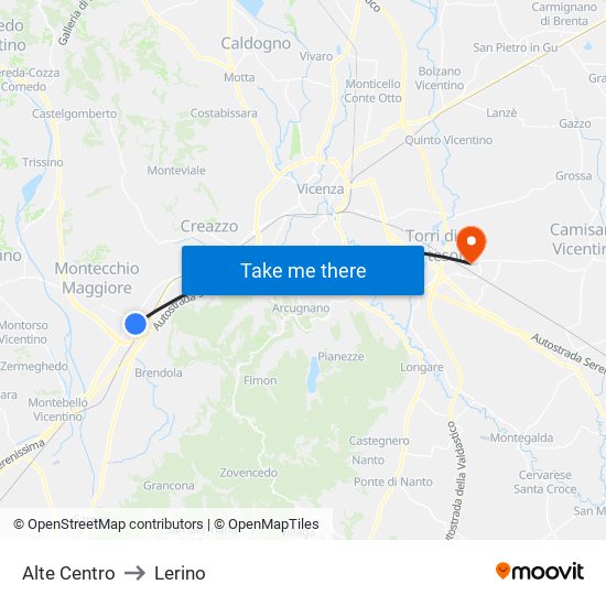 Alte Centro to Lerino map