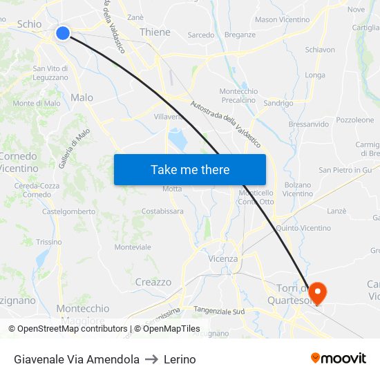 Giavenale Via Amendola to Lerino map