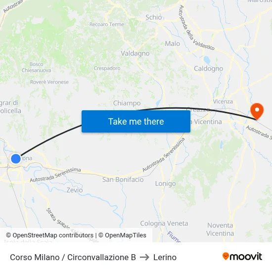 Corso Milano / Ring Road West to Lerino map