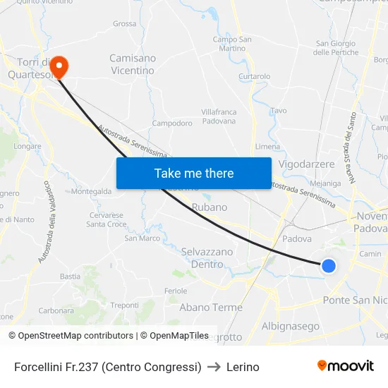 Forcellini No.237 (Congress Center) to Lerino map