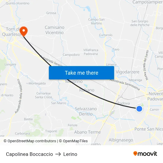 Boccaccio Terminal to Lerino map