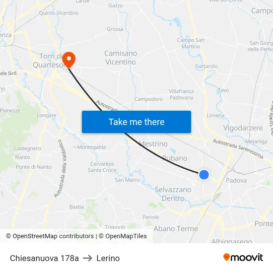 Chiesanuova 178a to Lerino map