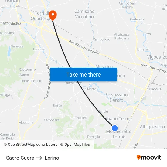 Sacred Heart to Lerino map