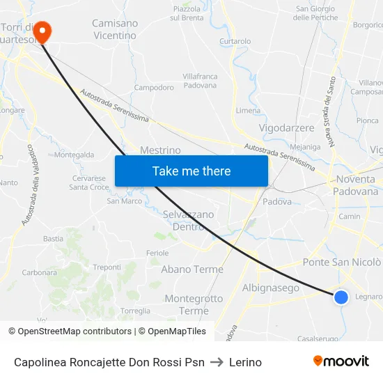 Roncajette Don Rossi Terminal Psn to Lerino map