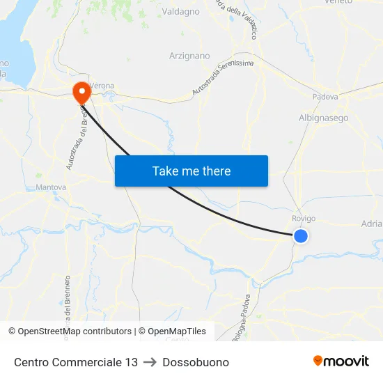 Centro Commerciale 13 to Dossobuono map