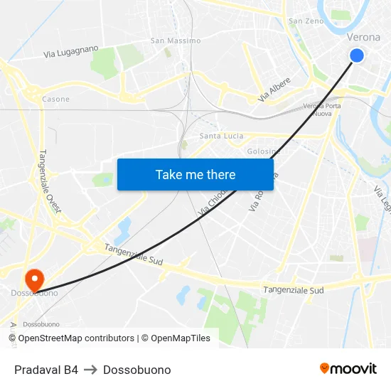 Pradaval B4 to Dossobuono map