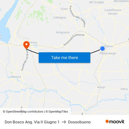 Don Bosco Ang. Via II Giugno 1 to Dossobuono map