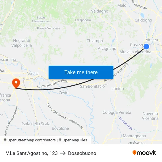 V.Le Sant'Agostino, 123 to Dossobuono map