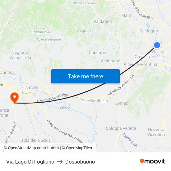 Lago Di Fogliano Street to Dossobuono map