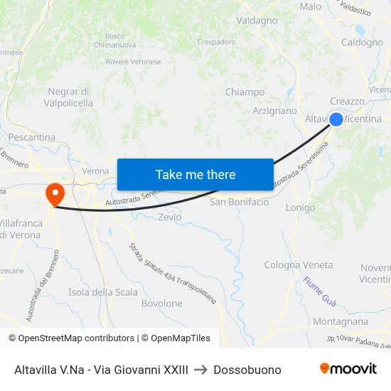 Altavilla V.Na - Via Giovanni XXIII to Dossobuono map