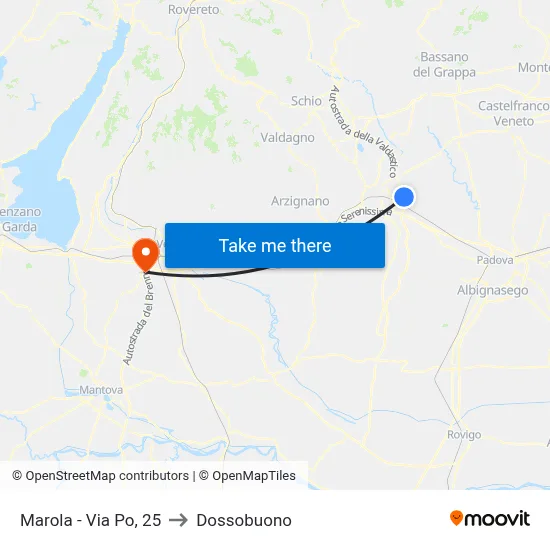 Marola - Via Po, 25 to Dossobuono map