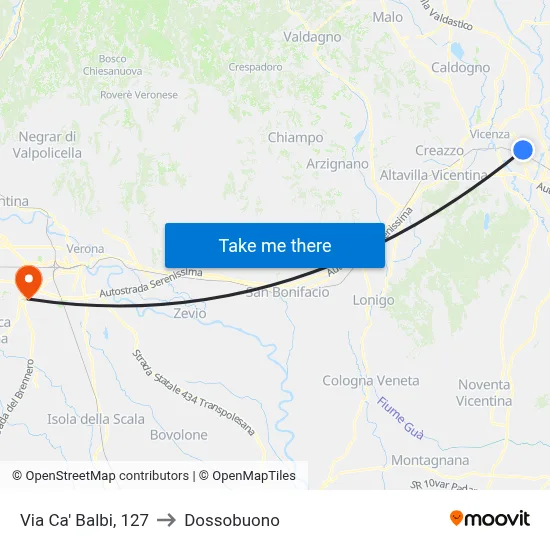 Ca' Balbi Street, 127 to Dossobuono map