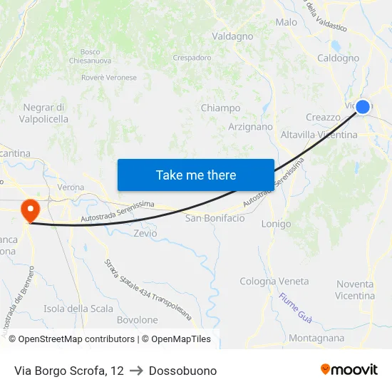 Via Borgo Scrofa, 12 to Dossobuono map