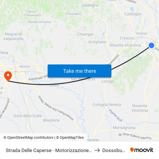 Strada Delle Caperse - Motorizzazione Civile to Dossobuono map