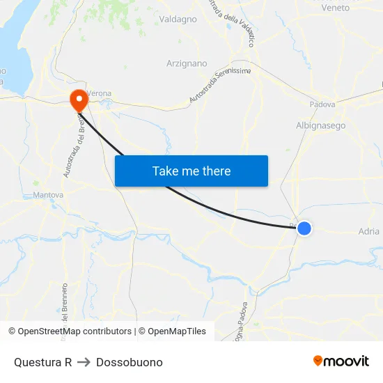 Questura R to Dossobuono map