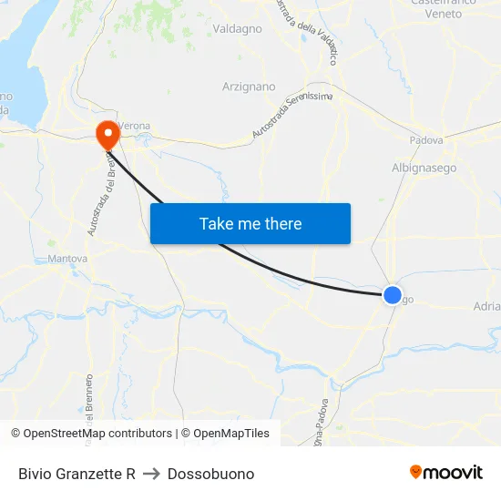 Bivio Granzette R to Dossobuono map