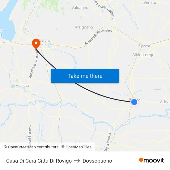 Casa Di Cura Città Di Rovigo to Dossobuono map