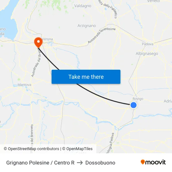 Grignano Polesine / Centro R to Dossobuono map