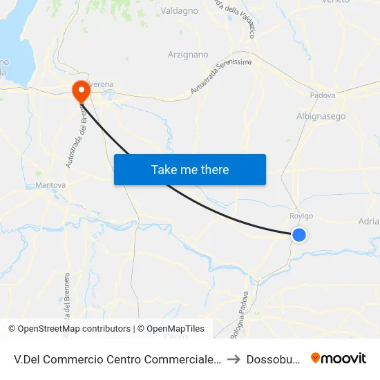V.Del Commercio Centro Commerciale Sud R to Dossobuono map