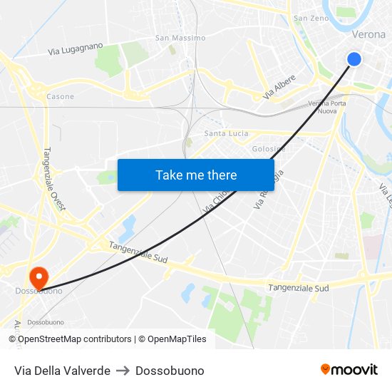 Via Della Valverde to Dossobuono map