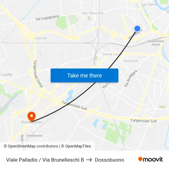 Viale Palladio / Via Brunelleschi B to Dossobuono map