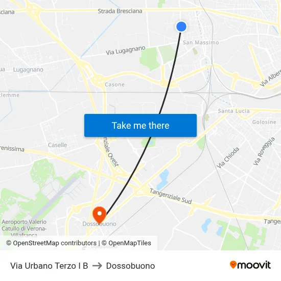 Via Urbano Terzo I B to Dossobuono map